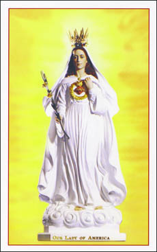 Card with an image of Our Lady of America