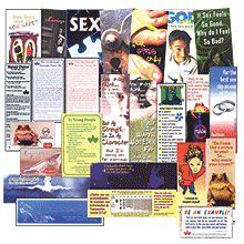 9 chastity pamphlets
20 bookmarkers and cards with messages on chastity. 