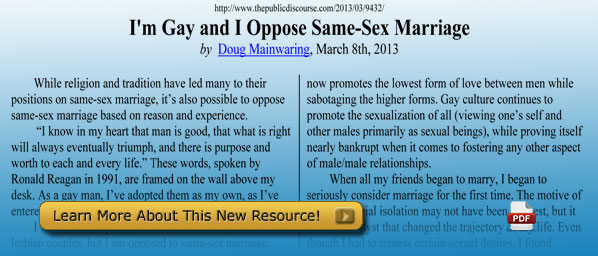I’m gay, and I oppose gay marriage